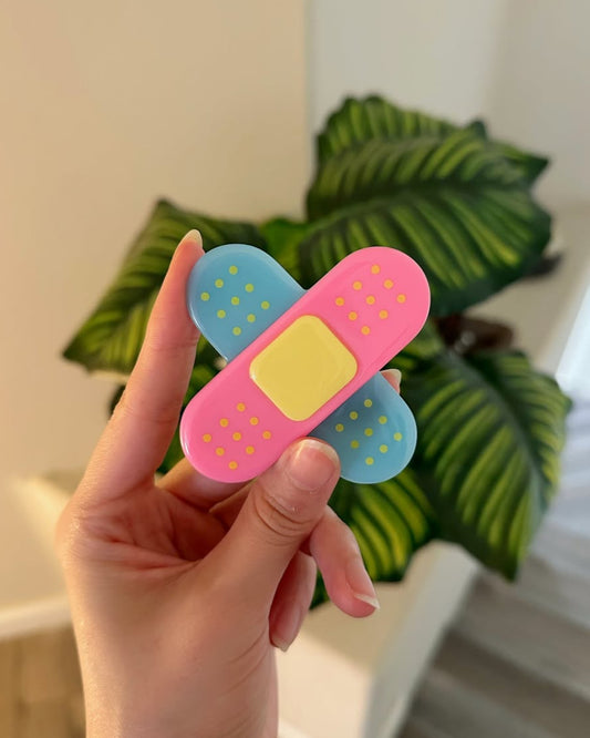 X Bandaid Pink/Blue Hair Clip
