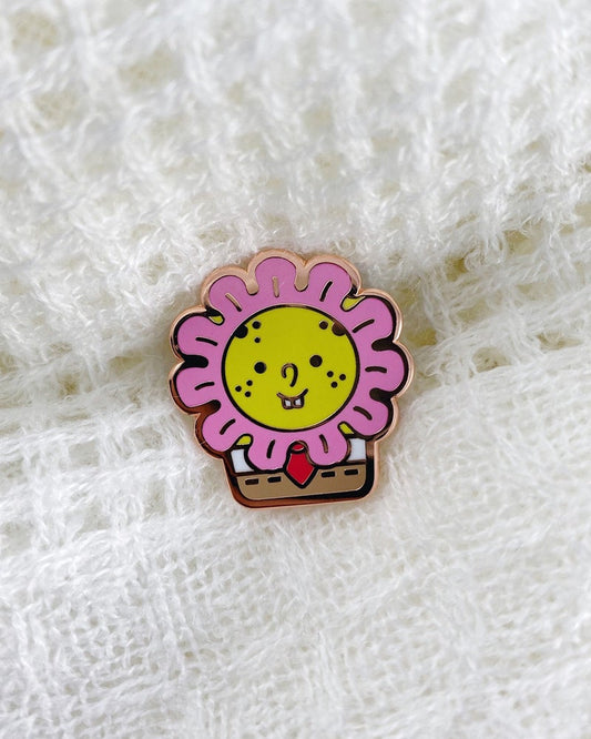 Sponge with Flower Piece Enamel Pin