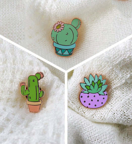 Cactus Succulent Enamel Pin Set