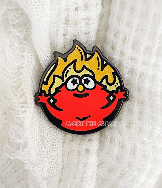 Fiery Kawaii Monster Pin 🔥
